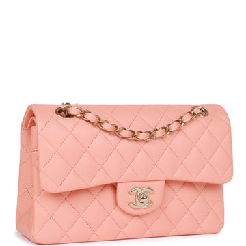 Top Quality Chanel Small Classic Double Flap Pink Lambskin  Gold Hardware