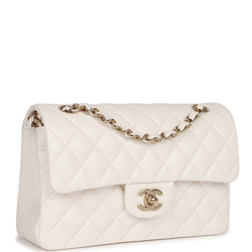 Top Quality Chanel Small Classic Double Flap Bag White Caviar  Gold Hardware