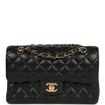 Chanel Small Classic Double Flap Bag Black Caviar Gold Hardware