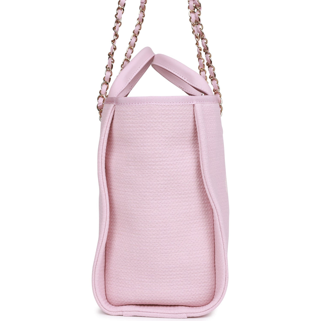Chanel Small Deauville Shopping Bag Pink Boucle Light Gold Hardware