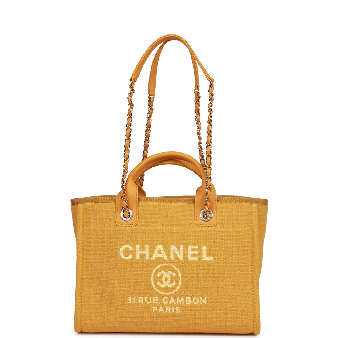 Top Quality Chanel Small Deauville Shopping Bag Dark Yellow Boucle  Gold Hardware