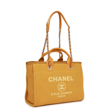Top Quality Chanel Small Deauville Shopping Bag Dark Yellow Boucle  Gold Hardware
