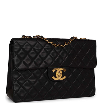 Chanel XL Maxi Flap Bag Black Lambskin Gold Hardware