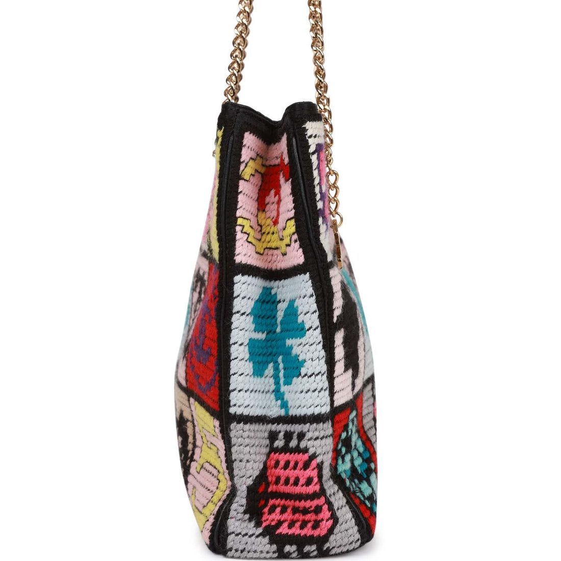 Chanel Precious Symbols Needle Point Tote Multicolor Wool Gold Hardware