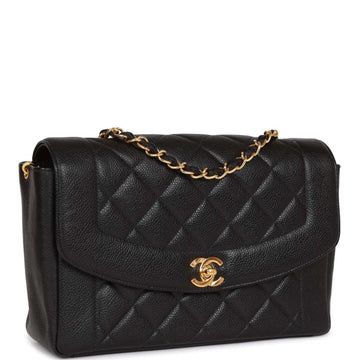 Chanel Medium Diana Flap Bag Black Caviar Gold Hardware