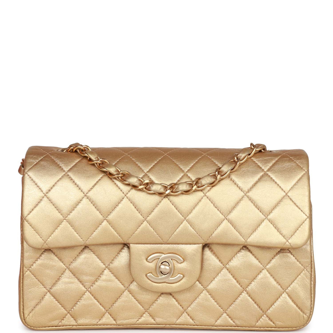 Top Quality Chanel Small Classic Double Flap Bag Gold Metallic Lambskin Gold Hardware
