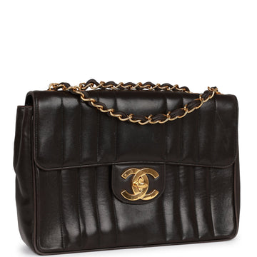 Chanel Mademoiselle Jumbo Single Flap Black Lambskin Gold Hardware