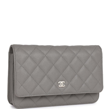Top Quality Chanel Wallet on Chain WOC Grey Caviar  Gold Hardware