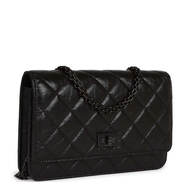 Chanel Reissue Wallet On Chain WOC So Black Aged CalBNkin Black Hardware