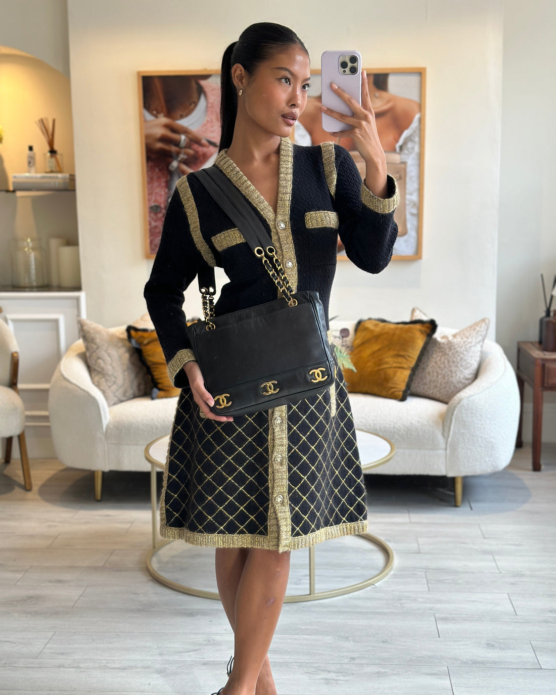 Pearl Street Bags Chanel  Black Small Tote Bag in Lambskin Leather with Gold CC Logos
