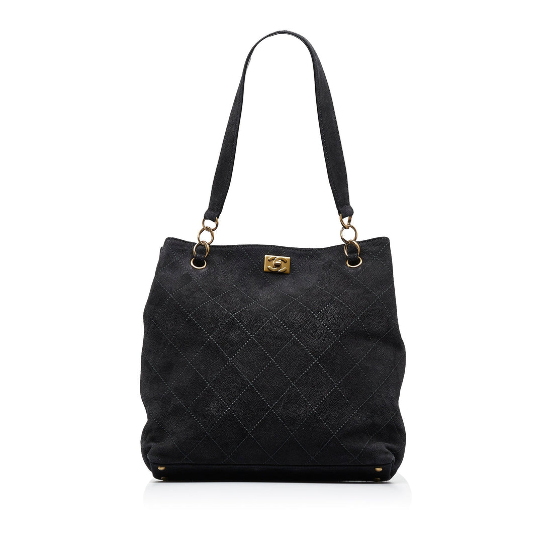 Black Top Quality Chanel Wild Stitch CC Suede Leather Tote