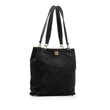 Black Top Quality Chanel Wild Stitch CC Suede Leather Tote