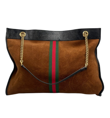 Gucci Shopper Brown Suede Gold