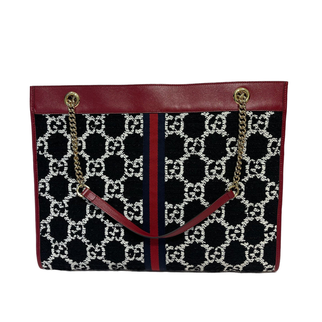 Gucci Rajah Tote Large GG Supreme Cherry Black White GHW