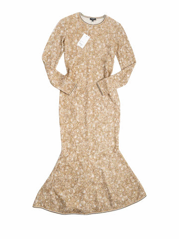 Chanel A Runway CC Logo Lesage Knit Mermaid Long Dress Gold