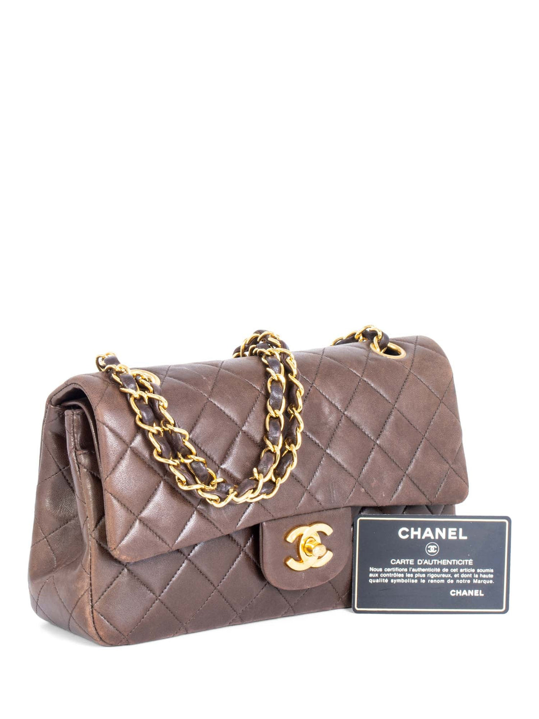 Chanel 2.55 Quilted Leather Double Flap Small Bag Brown