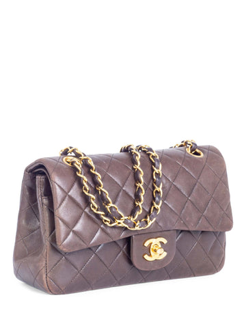 Chanel 2.55 Quilted Leather Double Flap Small Bag Brown