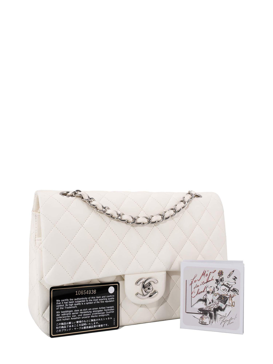 Chanel 2.55 Quilted Leather Medium Double Flap Bag Off White