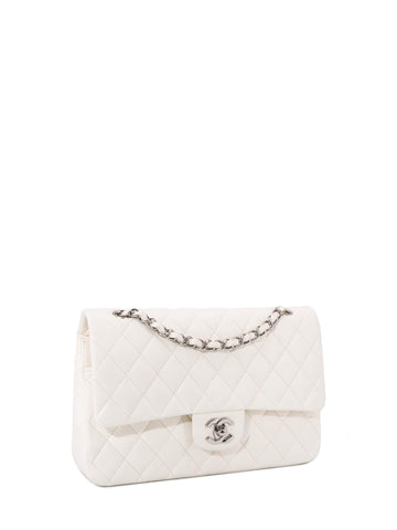Chanel 2.55 Quilted Leather Medium Double Flap Bag Off White