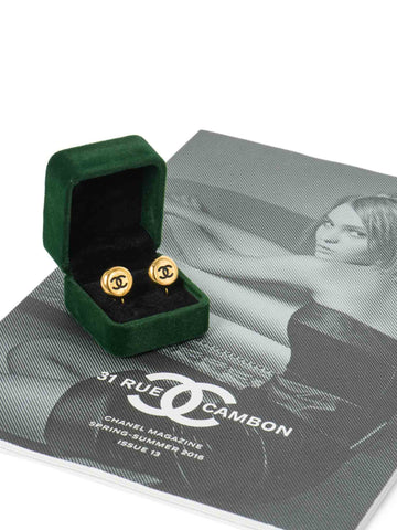 Chanel CC Logo 24K Gold Plated Earrings