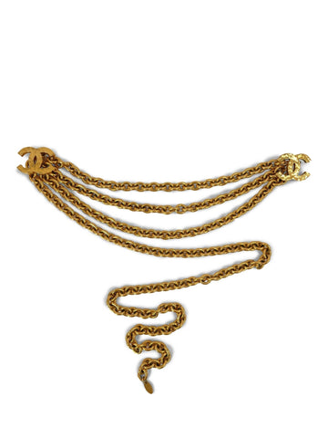 Chanel CC Logo K Plated Large Link Multi Chain Belt Necklace