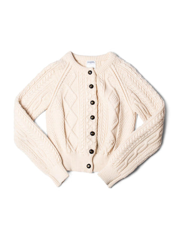 Chanel CC Logo Cable Knit Cardigan Ivory