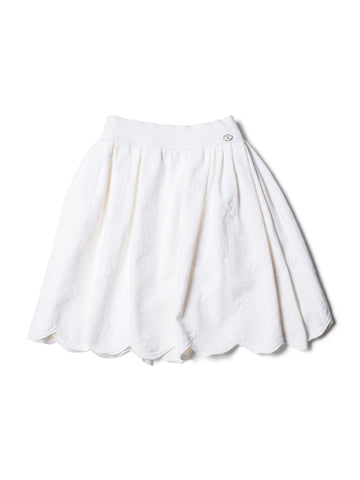 Chanel CC Logo Camellia Knit Aline Mini Skirt White