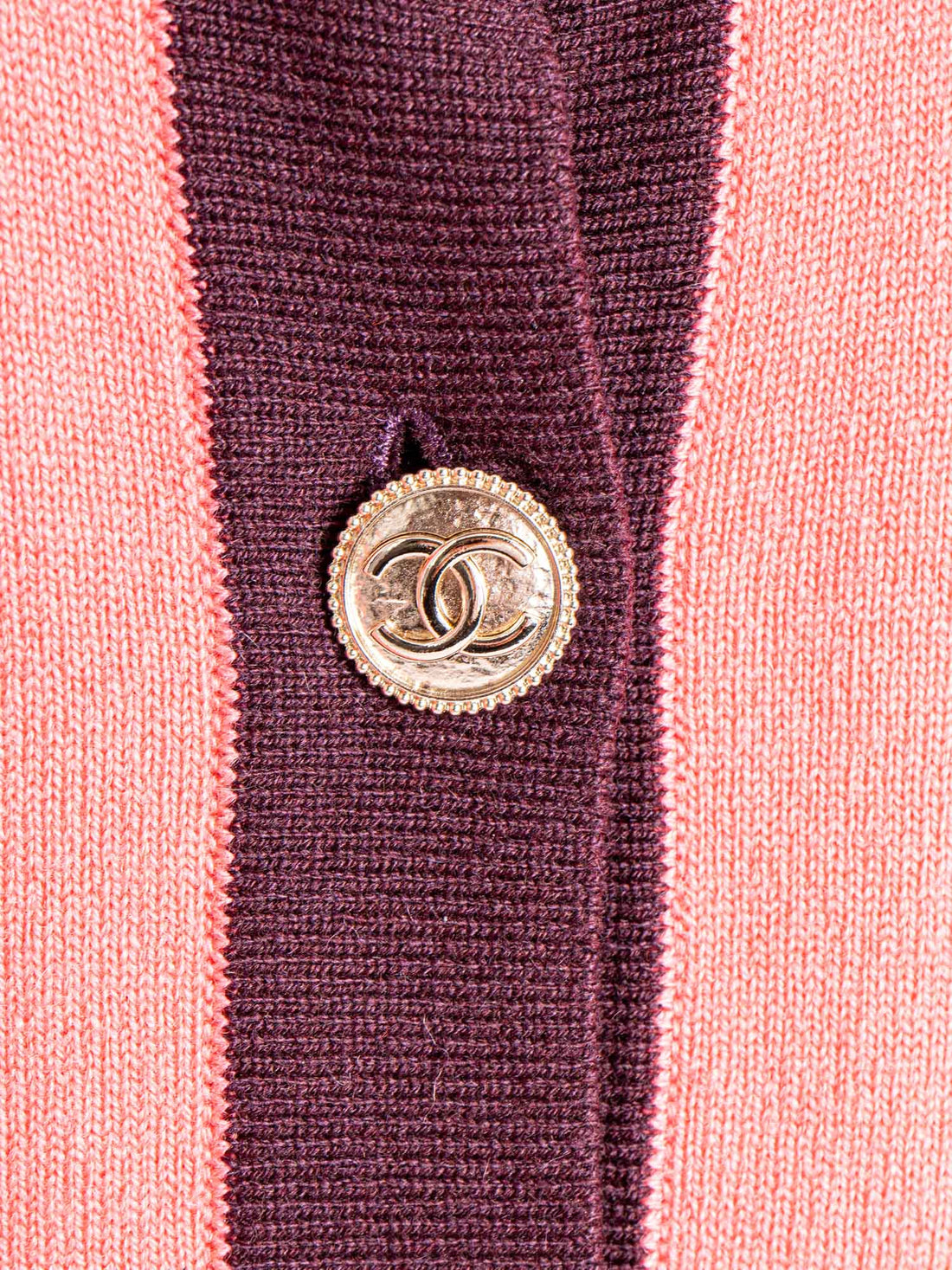 Chanel CC Logo Cashmere Cardigan Pink Dark Purple