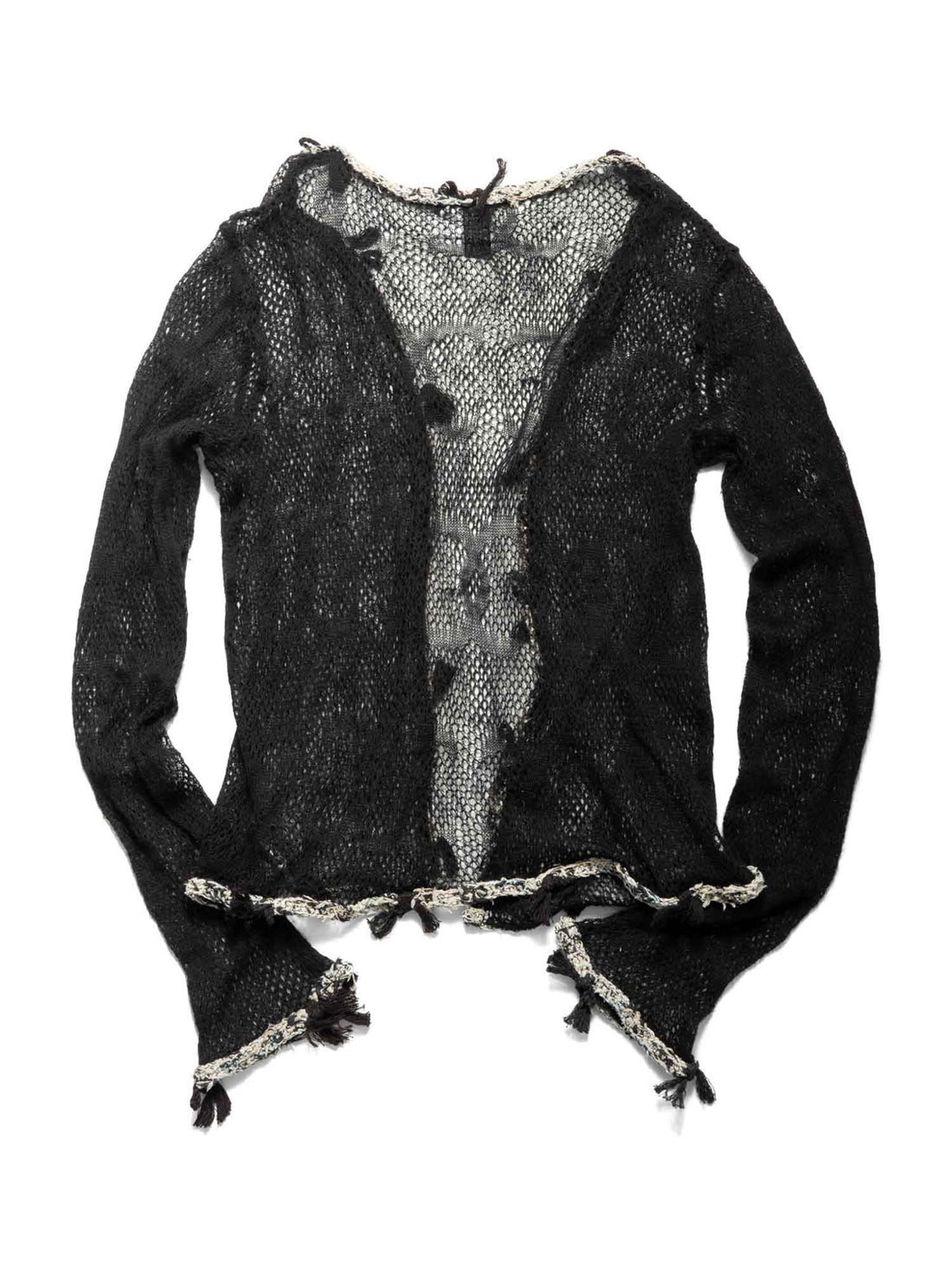 Chanel CC Logo Cashmere Knitted Distressed Cardigan Black
