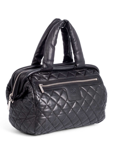 Chanel CC Logo Caviar Leather Cocoon Duffle Bag Black
