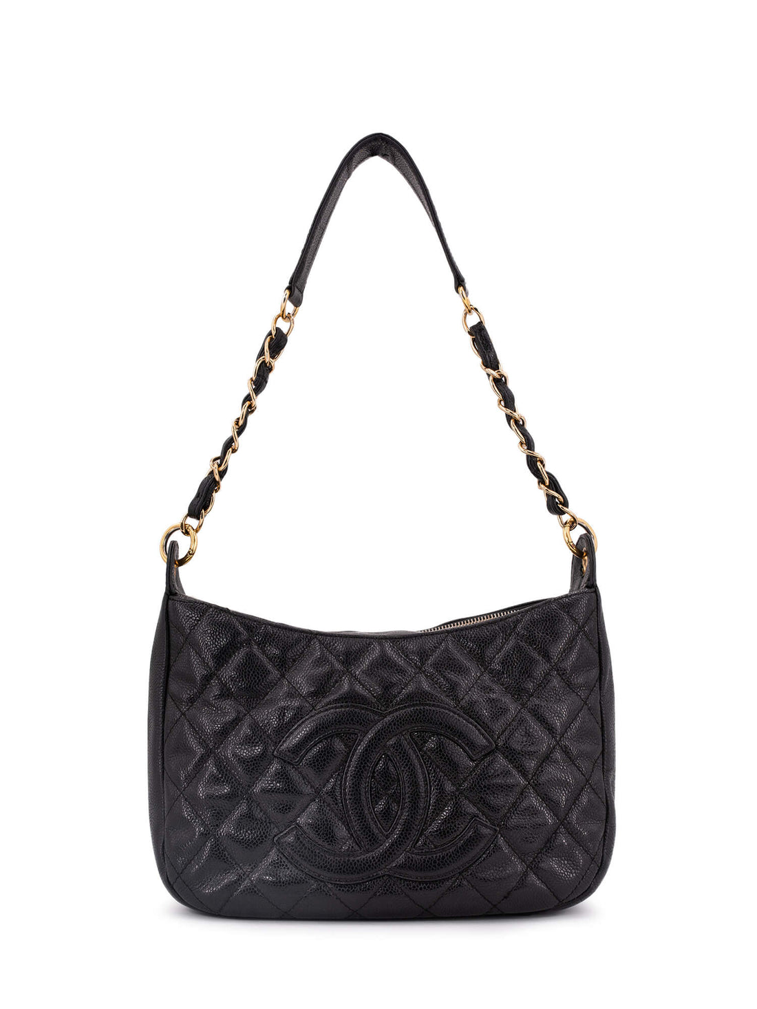 Chanel CC Logo Caviar Quilted Shoulder Bag Black