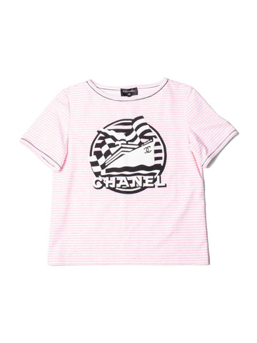 Chanel CC Logo Cotton Terrycloth La Pausa T-Shirt Unisex Pink