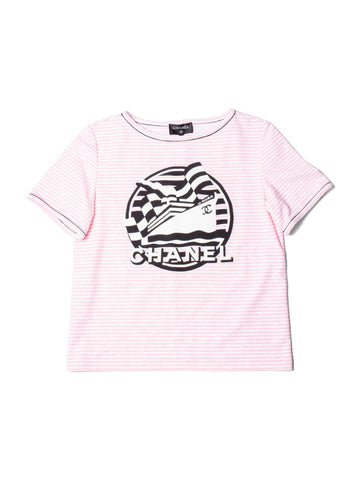 Chanel CC Logo Cotton Terrycloth La Pausa T-Shirt Unisex Pink