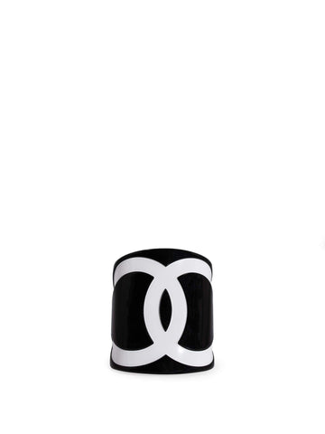 Chanel CC Logo Cuff Bracelet Black White