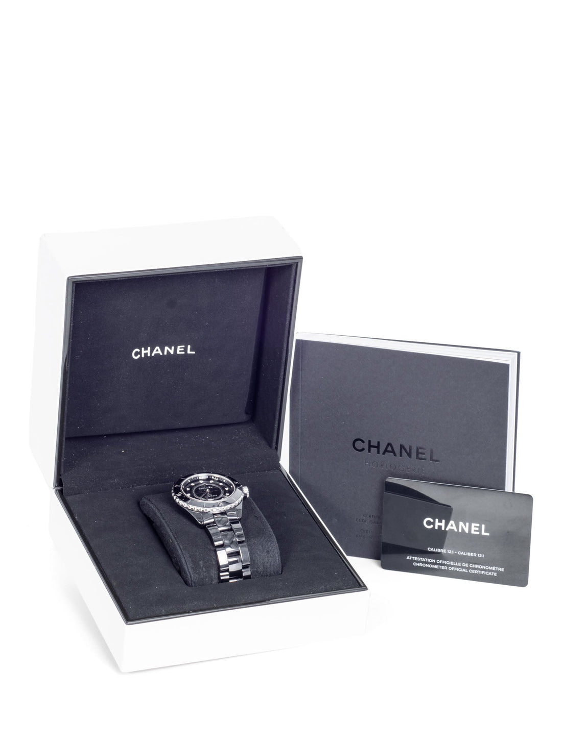 Chanel CC Logo Diamond J12 Watch Black Onyx