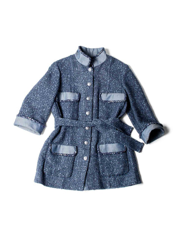 Chanel CC Logo Fringy Fantasy Tweed Jacket Blue