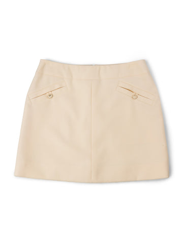 Chanel CC Logo Front Pocket Mini Skirt Ivory