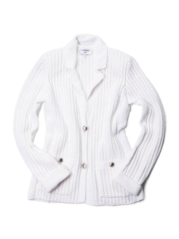 Chanel CC Logo Knitted La Pausa Jacket White