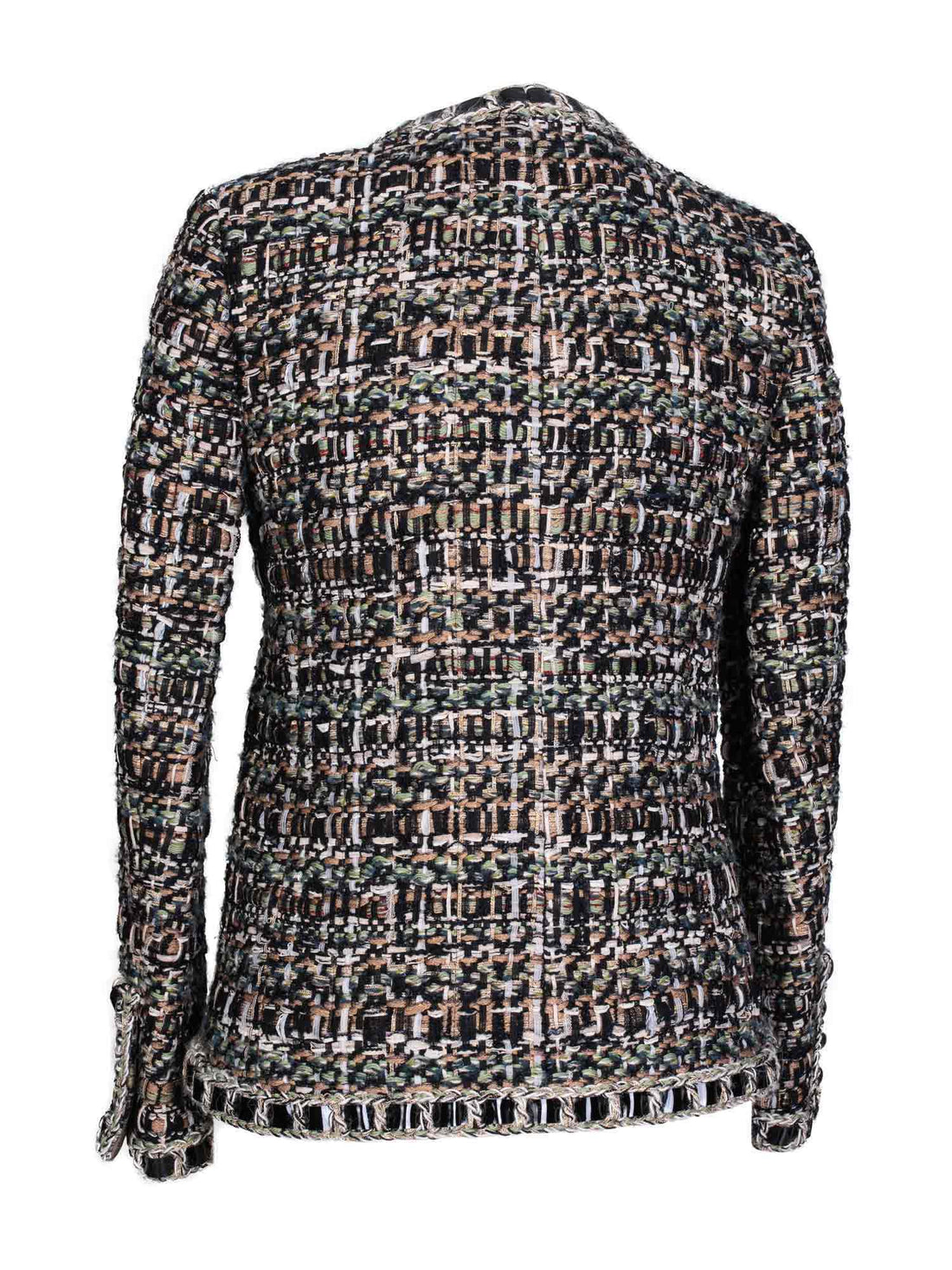 Chanel CC Logo Lesage Tweed Fringe Fitted Jacket Multicolor