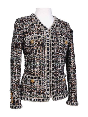 Chanel CC Logo Lesage Tweed Fringe Fitted Jacket Multicolor