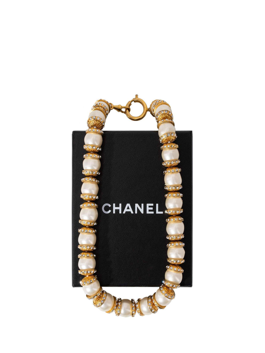 Chanel CC Logo Pearl Choker Necklace Gold