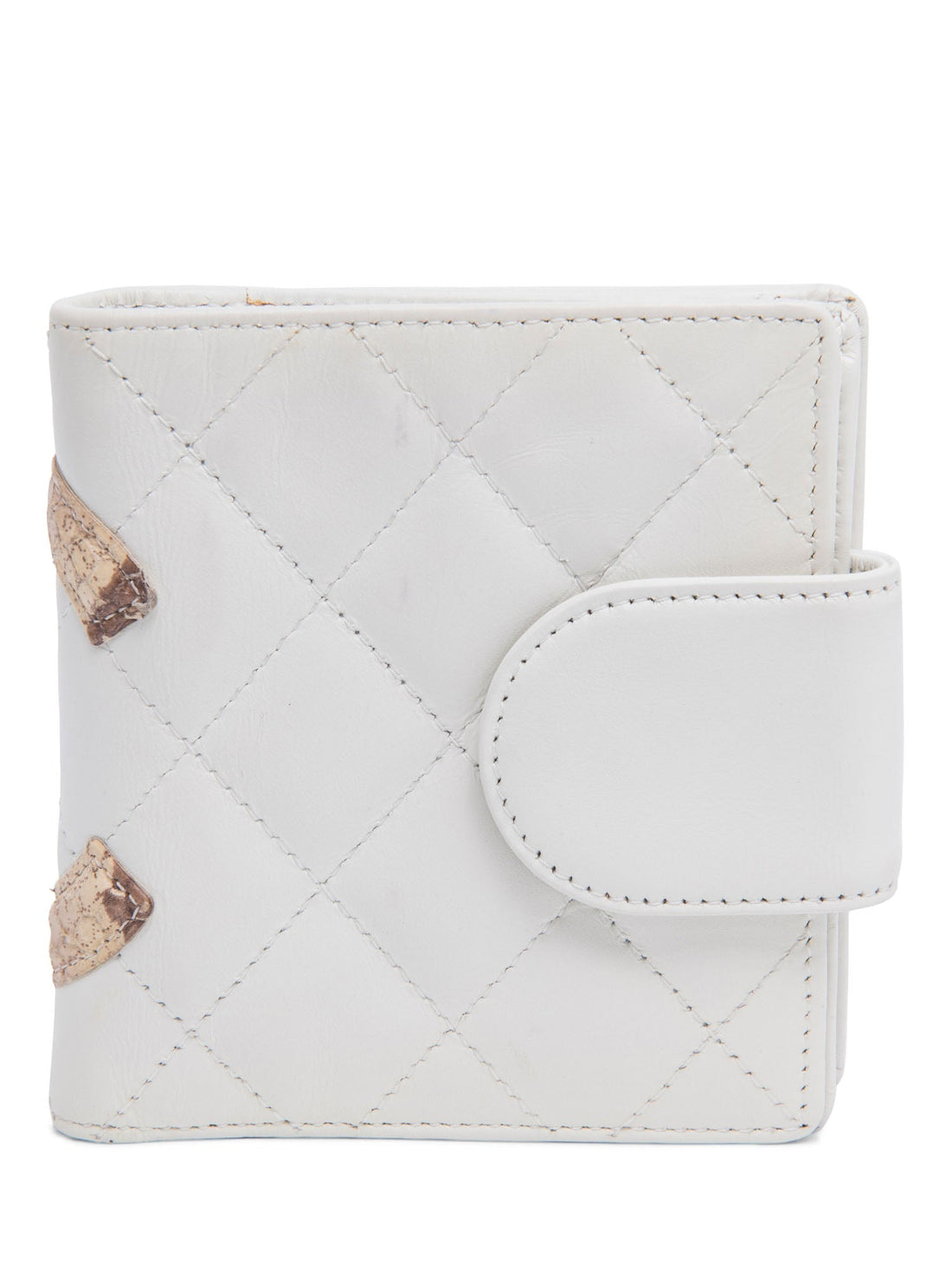 Chanel CC Logo Python Quilted Cambon Wallet White