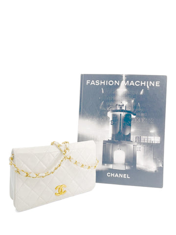Chanel CC Logo Quilted Leather K Gold Plated Shoulder Bag White