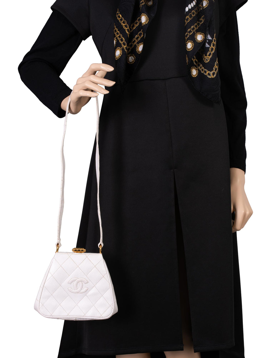 Chanel CC Logo Quilted Mini Kelly Bag White