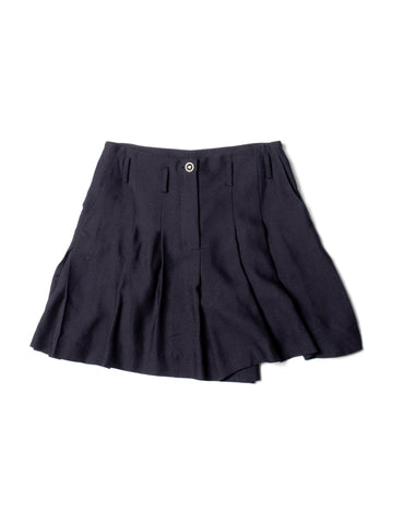 Chanel CC Logo Silk Pleated Shorts Black