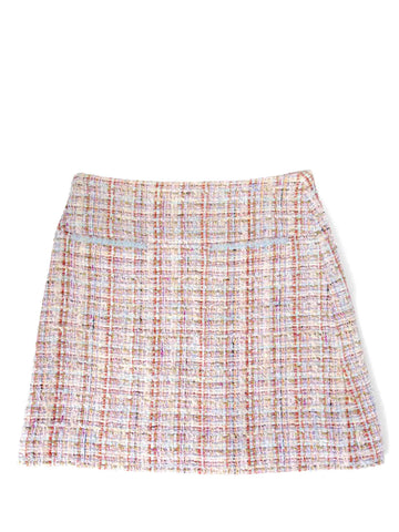 Chanel CC Logo Tweed A-Line Skirt Multicolor