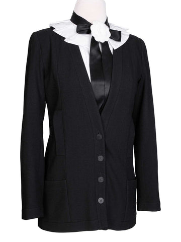 Chanel CC Logo Tweed Fitted Jacket Black
