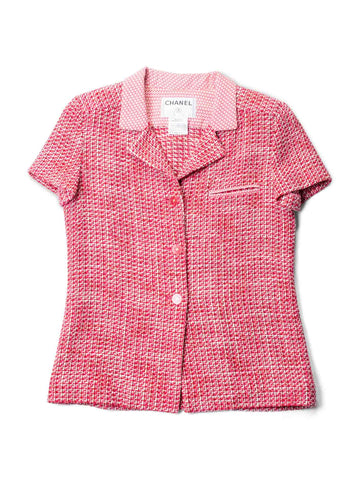 Chanel CC Logo Tweed Jacket Shorts  Piece Set Red