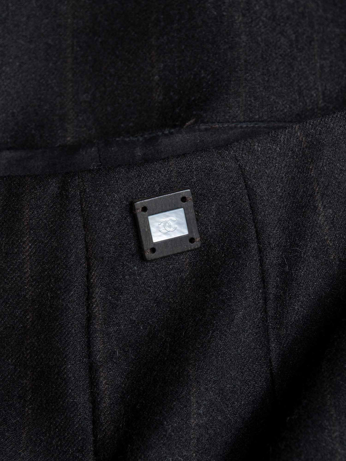 Chanel CC Logo Wool Cashmere High Waisted Pants Brown
