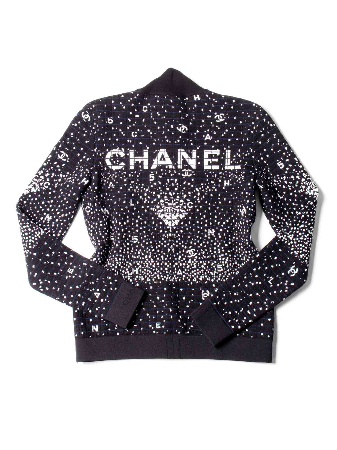 Chanel CC Logo Wool N5 Sweater Black White